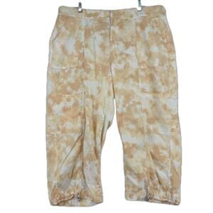 Lane Bryant Cargo Capri Pants Size 20 Tie Dye Cream Peach Stretc Modal Blend